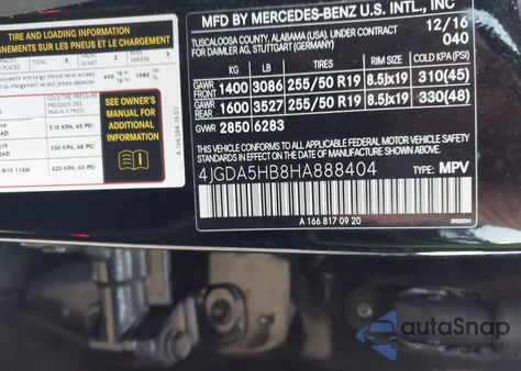 2017 Mercedes-Benz Gle 350 4Matic from USA, damaged, VIN 4JGDA5HB8HA888404